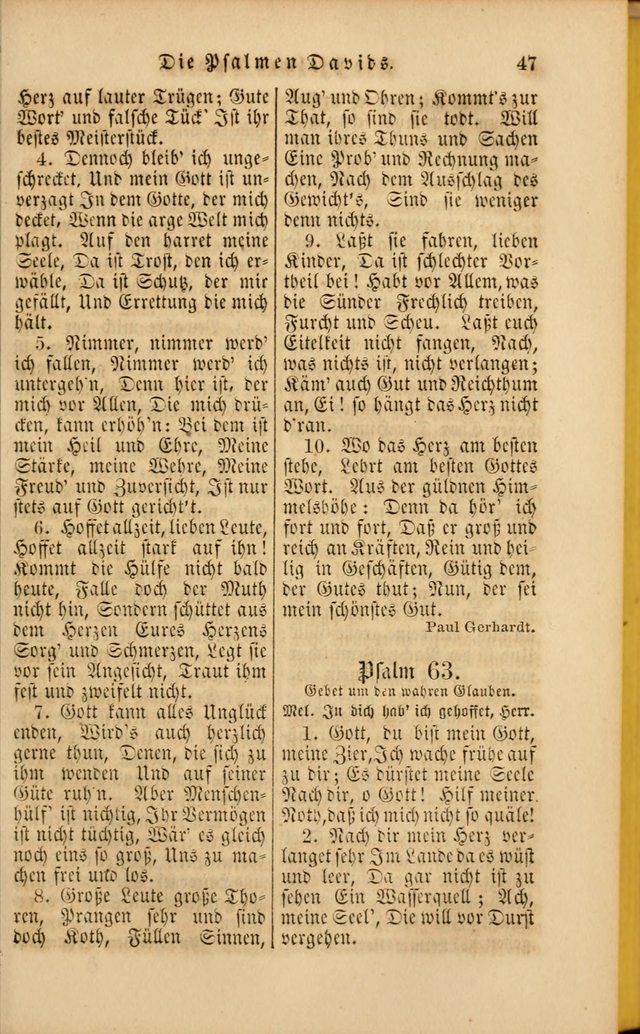 Die Psalmen Davids: nebst einer Sammlung Geistlicher lieder für Oeffentlichen und Privat-Gottesdienst page 47