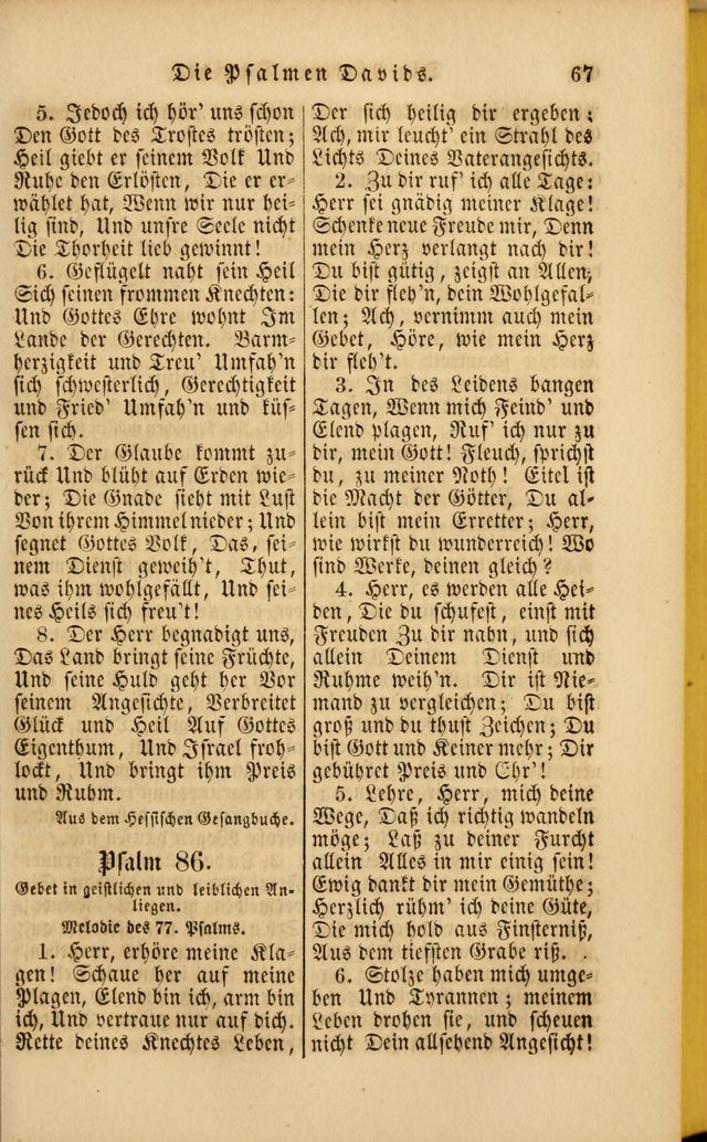 Die Psalmen Davids: nebst einer Sammlung Geistlicher lieder für Oeffentlichen und Privat-Gottesdienst page 67