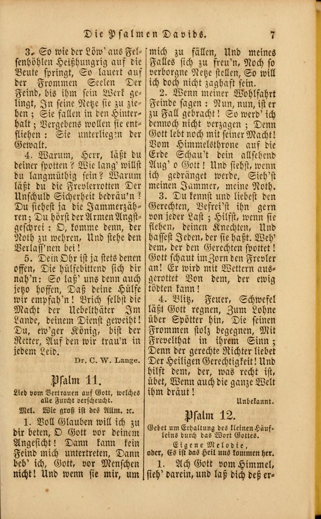 Die Psalmen Davids: nebst einer Sammlung Geistlicher lieder für Oeffentlichen und Privat-Gottesdienst page 7