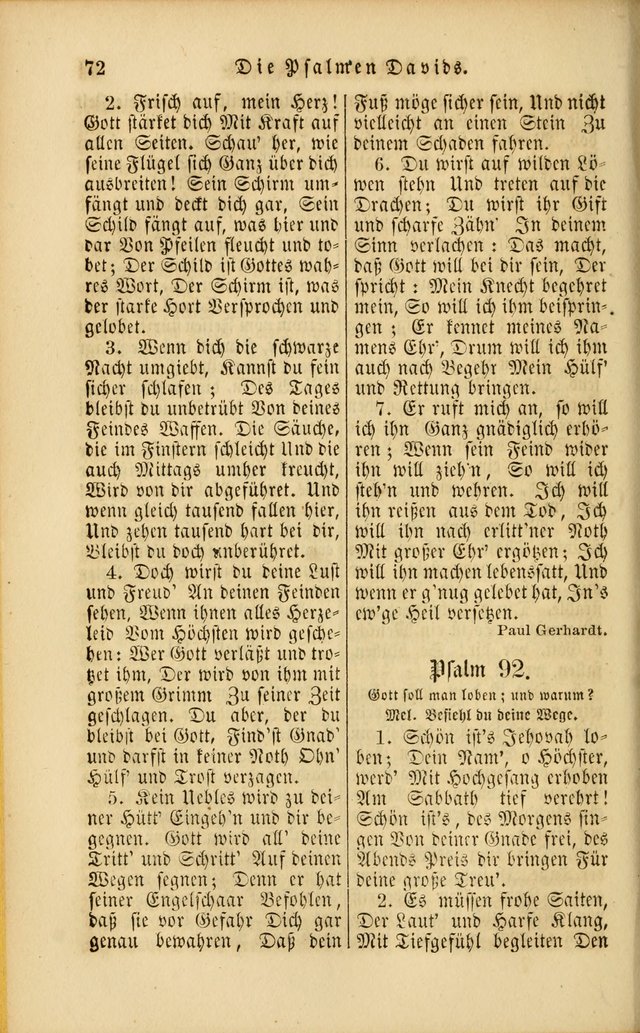 Die Psalmen Davids: nebst einer Sammlung Geistlicher lieder für Oeffentlichen und Privat-Gottesdienst page 72