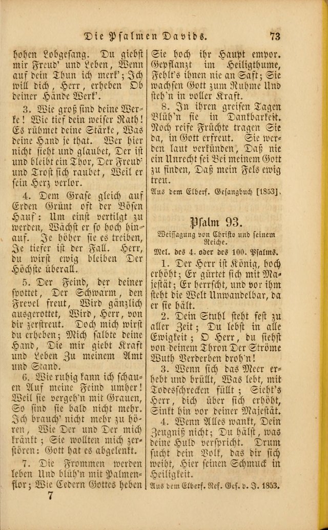 Die Psalmen Davids: nebst einer Sammlung Geistlicher lieder für Oeffentlichen und Privat-Gottesdienst page 73