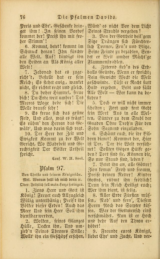 Die Psalmen Davids: nebst einer Sammlung Geistlicher lieder für Oeffentlichen und Privat-Gottesdienst page 76