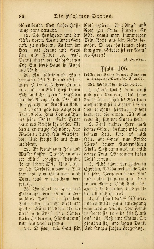 Die Psalmen Davids: nebst einer Sammlung Geistlicher lieder für Oeffentlichen und Privat-Gottesdienst page 86