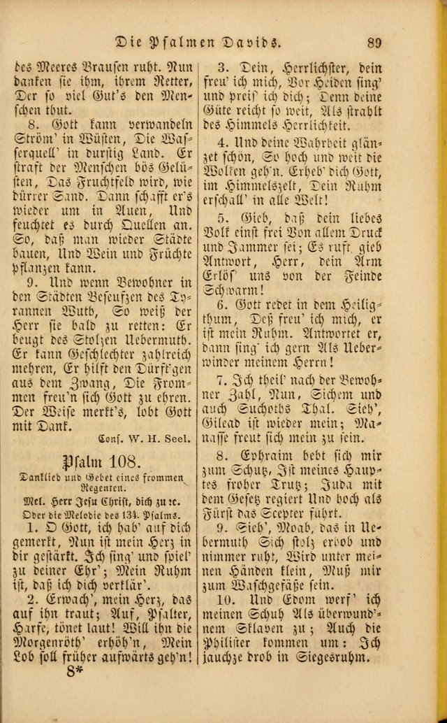 Die Psalmen Davids: nebst einer Sammlung Geistlicher lieder für Oeffentlichen und Privat-Gottesdienst page 89