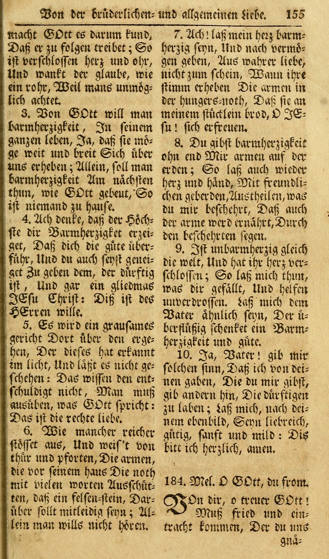 Das Geistliche Saitenspiel: oder, Eine Sammlung auserlesener, erbaulicher, geistreicher Lieder zum Gebrauch aller Gottliebenden Seelen, insonderheit für dei Gemeinen der Evangelischen... (1st Aufl.) page 155