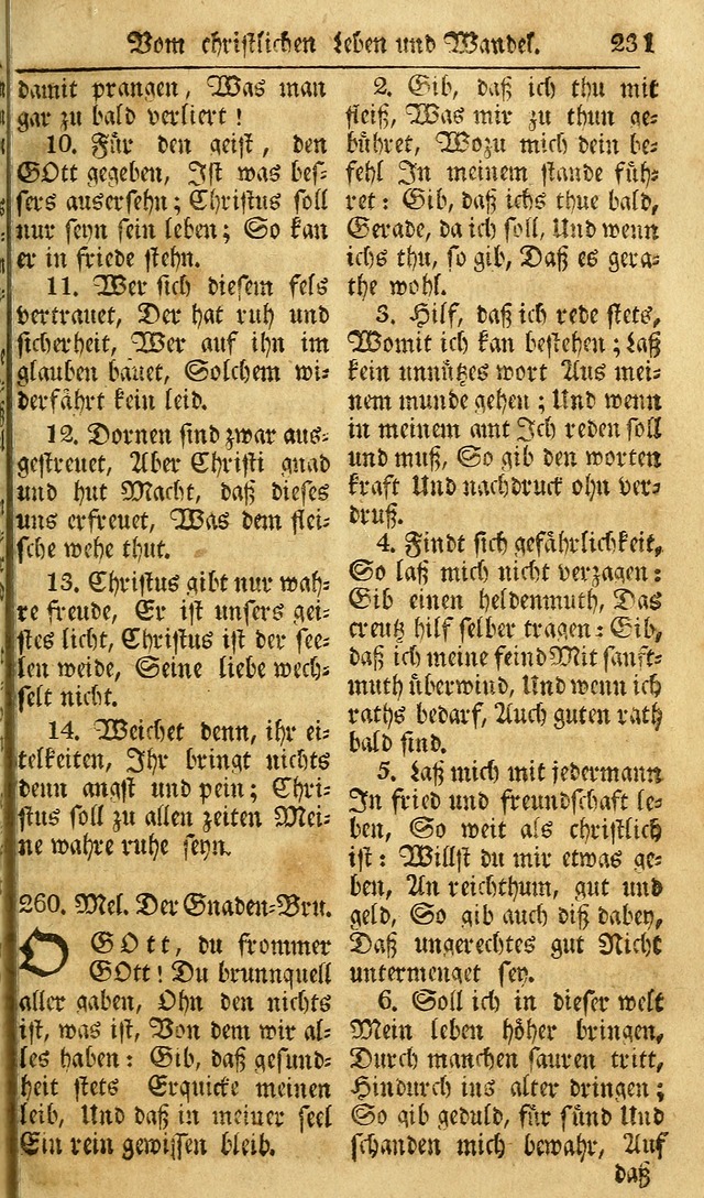 Das Geistliche Saitenspiel: oder, Eine Sammlung auserlesener, erbaulicher, geistreicher Lieder zum Gebrauch aller Gottliebenden Seelen, insonderheit für dei Gemeinen der Evangelischen... (1st Aufl.) page 231