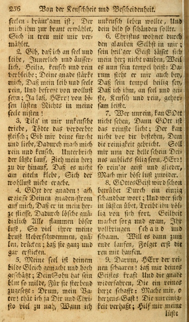 Das Geistliche Saitenspiel: oder, Eine Sammlung auserlesener, erbaulicher, geistreicher Lieder zum Gebrauch aller Gottliebenden Seelen, insonderheit für dei Gemeinen der Evangelischen... (1st Aufl.) page 256