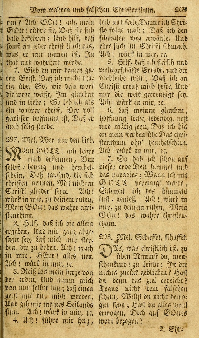 Das Geistliche Saitenspiel: oder, Eine Sammlung auserlesener, erbaulicher, geistreicher Lieder zum Gebrauch aller Gottliebenden Seelen, insonderheit für dei Gemeinen der Evangelischen... (1st Aufl.) page 269