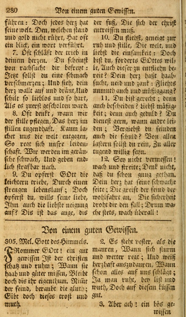 Das Geistliche Saitenspiel: oder, Eine Sammlung auserlesener, erbaulicher, geistreicher Lieder zum Gebrauch aller Gottliebenden Seelen, insonderheit für dei Gemeinen der Evangelischen... (1st Aufl.) page 280