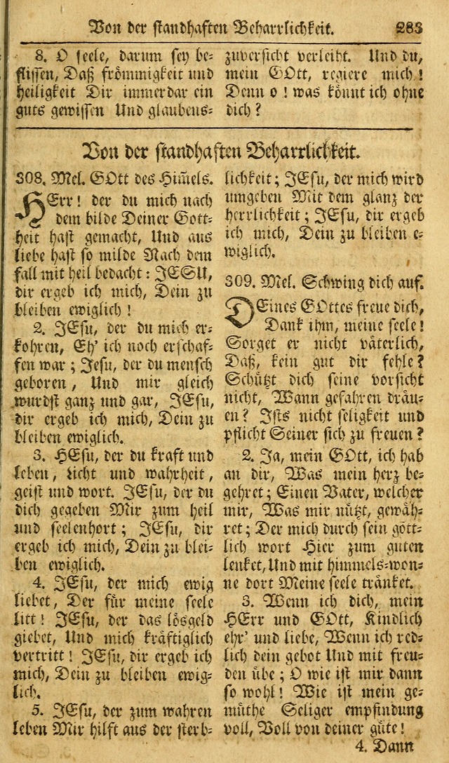 Das Geistliche Saitenspiel: oder, Eine Sammlung auserlesener, erbaulicher, geistreicher Lieder zum Gebrauch aller Gottliebenden Seelen, insonderheit für dei Gemeinen der Evangelischen... (1st Aufl.) page 283