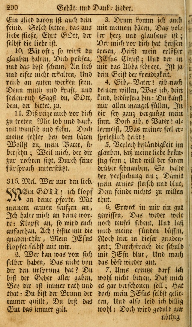 Das Geistliche Saitenspiel: oder, Eine Sammlung auserlesener, erbaulicher, geistreicher Lieder zum Gebrauch aller Gottliebenden Seelen, insonderheit für dei Gemeinen der Evangelischen... (1st Aufl.) page 290