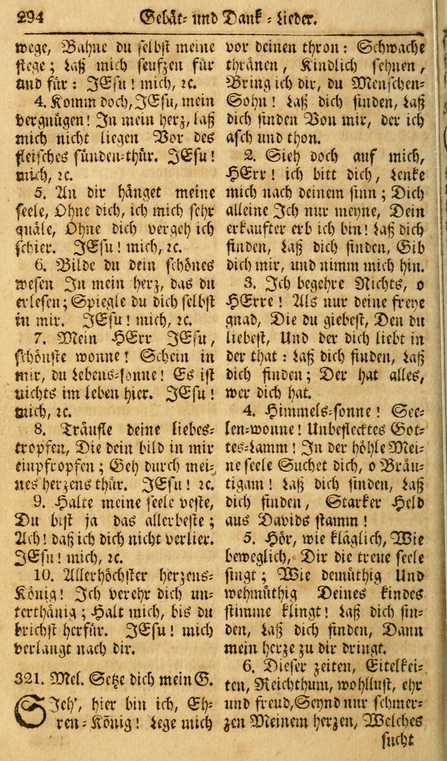 Das Geistliche Saitenspiel: oder, Eine Sammlung auserlesener, erbaulicher, geistreicher Lieder zum Gebrauch aller Gottliebenden Seelen, insonderheit für dei Gemeinen der Evangelischen... (1st Aufl.) page 294