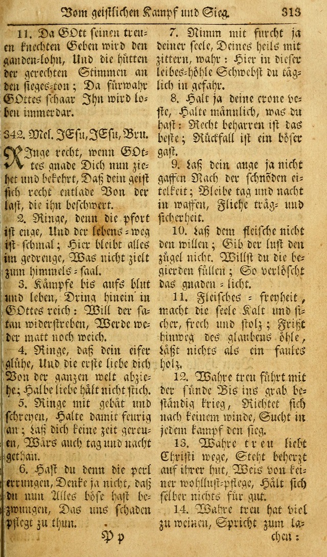 Das Geistliche Saitenspiel: oder, Eine Sammlung auserlesener, erbaulicher, geistreicher Lieder zum Gebrauch aller Gottliebenden Seelen, insonderheit für dei Gemeinen der Evangelischen... (1st Aufl.) page 313
