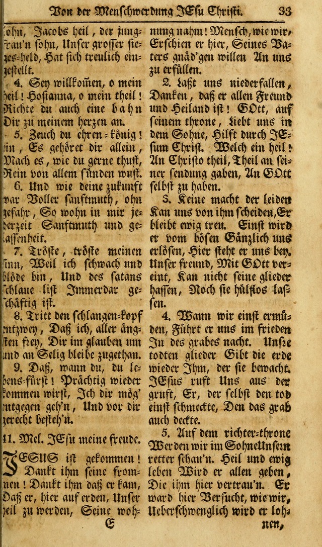 Das Geistliche Saitenspiel: oder, Eine Sammlung auserlesener, erbaulicher, geistreicher Lieder zum Gebrauch aller Gottliebenden Seelen, insonderheit für dei Gemeinen der Evangelischen... (1st Aufl.) page 33