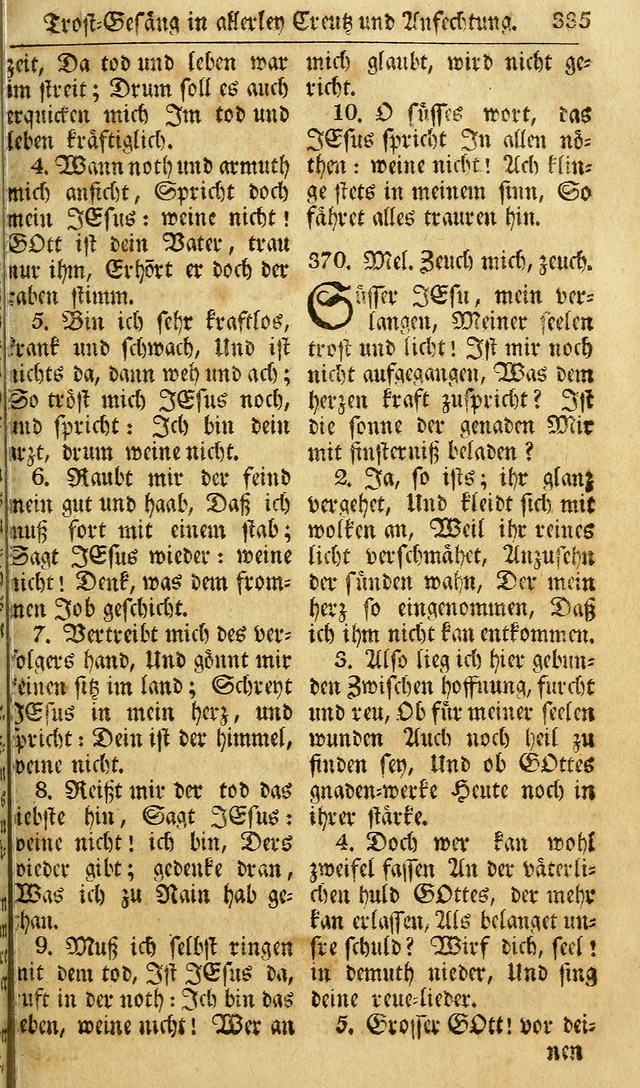 Das Geistliche Saitenspiel: oder, Eine Sammlung auserlesener, erbaulicher, geistreicher Lieder zum Gebrauch aller Gottliebenden Seelen, insonderheit für dei Gemeinen der Evangelischen... (1st Aufl.) page 335