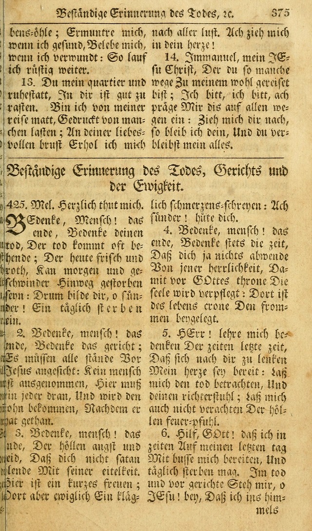 Das Geistliche Saitenspiel: oder, Eine Sammlung auserlesener, erbaulicher, geistreicher Lieder zum Gebrauch aller Gottliebenden Seelen, insonderheit für dei Gemeinen der Evangelischen... (1st Aufl.) page 375