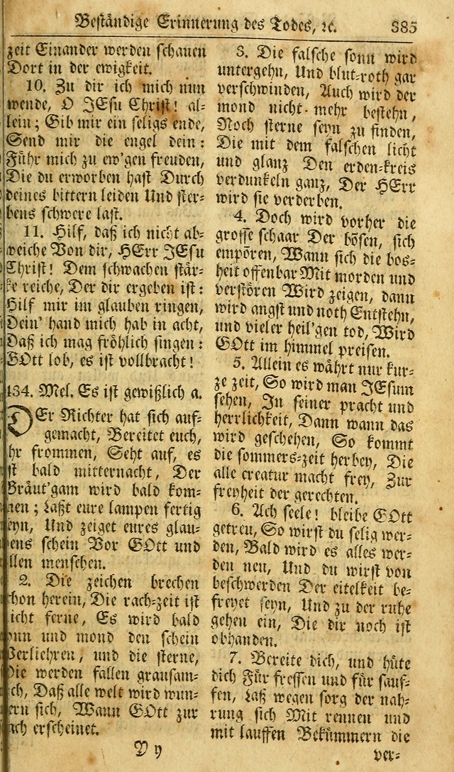 Das Geistliche Saitenspiel: oder, Eine Sammlung auserlesener, erbaulicher, geistreicher Lieder zum Gebrauch aller Gottliebenden Seelen, insonderheit für dei Gemeinen der Evangelischen... (1st Aufl.) page 385