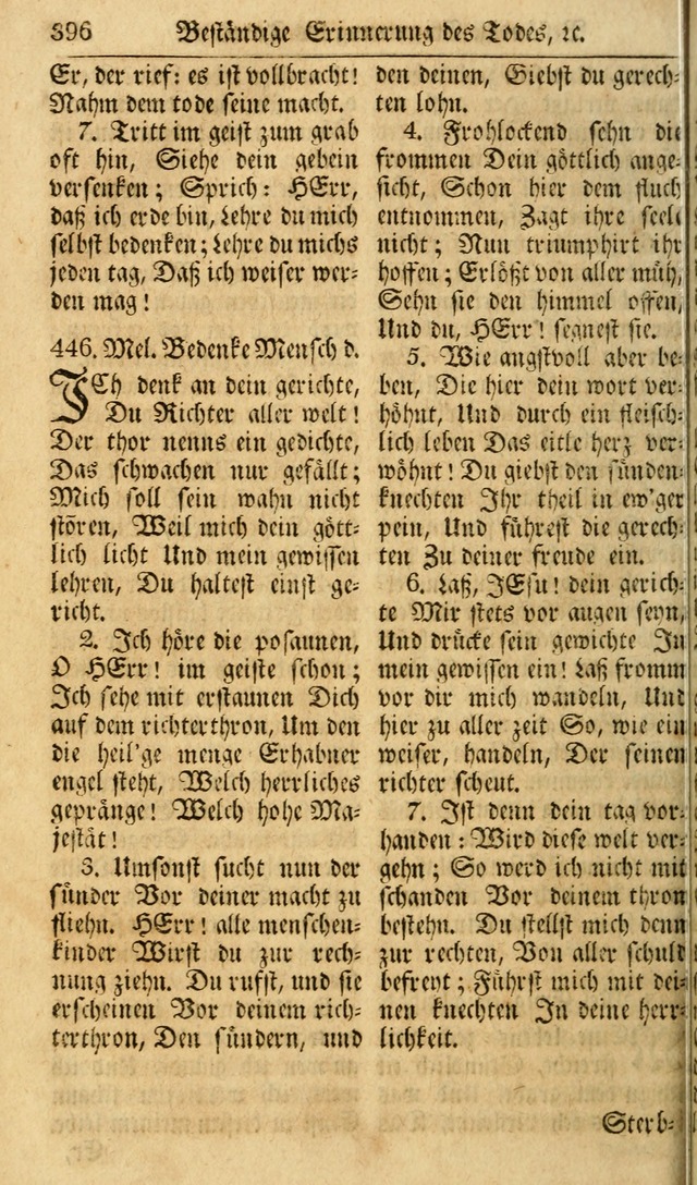 Das Geistliche Saitenspiel: oder, Eine Sammlung auserlesener, erbaulicher, geistreicher Lieder zum Gebrauch aller Gottliebenden Seelen, insonderheit für dei Gemeinen der Evangelischen... (1st Aufl.) page 396