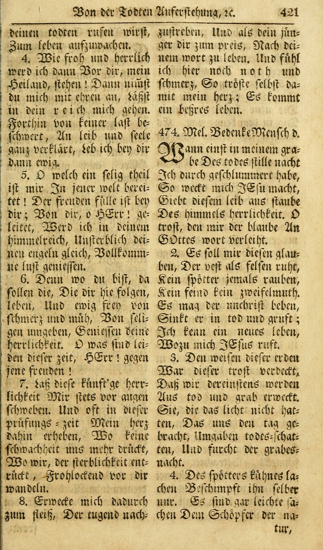 Das Geistliche Saitenspiel: oder, Eine Sammlung auserlesener, erbaulicher, geistreicher Lieder zum Gebrauch aller Gottliebenden Seelen, insonderheit für dei Gemeinen der Evangelischen... (1st Aufl.) page 421