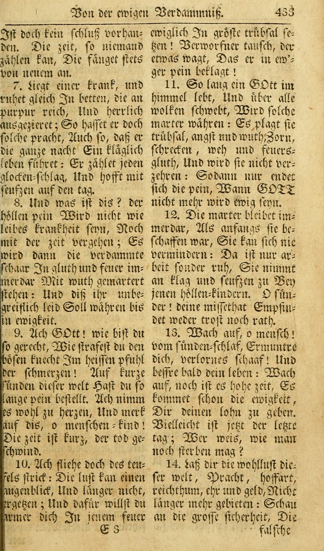 Das Geistliche Saitenspiel: oder, Eine Sammlung auserlesener, erbaulicher, geistreicher Lieder zum Gebrauch aller Gottliebenden Seelen, insonderheit für dei Gemeinen der Evangelischen... (1st Aufl.) page 433