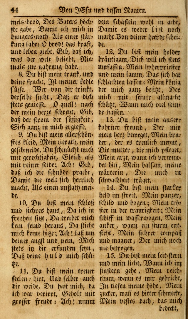 Das Geistliche Saitenspiel: oder, Eine Sammlung auserlesener, erbaulicher, geistreicher Lieder zum Gebrauch aller Gottliebenden Seelen, insonderheit für dei Gemeinen der Evangelischen... (1st Aufl.) page 44