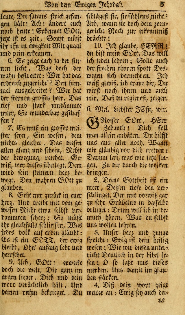 Das Geistliche Saitenspiel: oder, Eine Sammlung auserlesener, erbaulicher, geistreicher Lieder zum Gebrauch aller Gottliebenden Seelen, insonderheit für dei Gemeinen der Evangelischen... (1st Aufl.) page 5