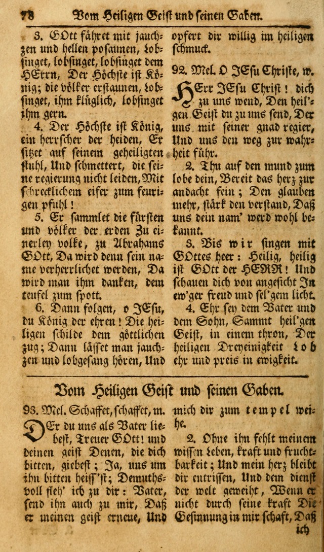 Das Geistliche Saitenspiel: oder, Eine Sammlung auserlesener, erbaulicher, geistreicher Lieder zum Gebrauch aller Gottliebenden Seelen, insonderheit für dei Gemeinen der Evangelischen... (1st Aufl.) page 78