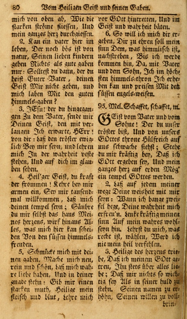 Das Geistliche Saitenspiel: oder, Eine Sammlung auserlesener, erbaulicher, geistreicher Lieder zum Gebrauch aller Gottliebenden Seelen, insonderheit für dei Gemeinen der Evangelischen... (1st Aufl.) page 80