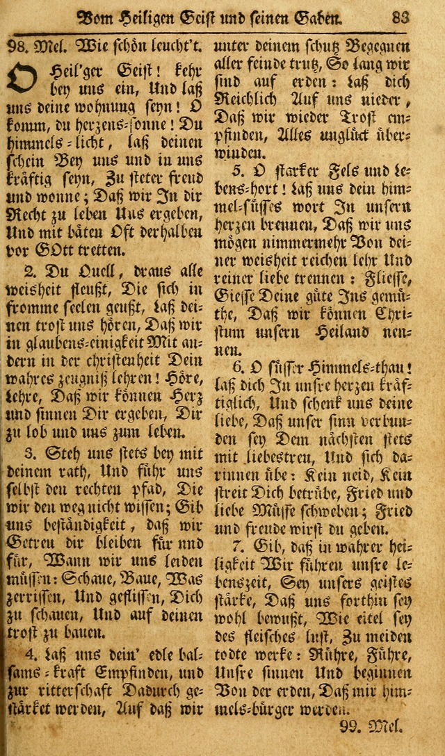 Das Geistliche Saitenspiel: oder, Eine Sammlung auserlesener, erbaulicher, geistreicher Lieder zum Gebrauch aller Gottliebenden Seelen, insonderheit für dei Gemeinen der Evangelischen... (1st Aufl.) page 83