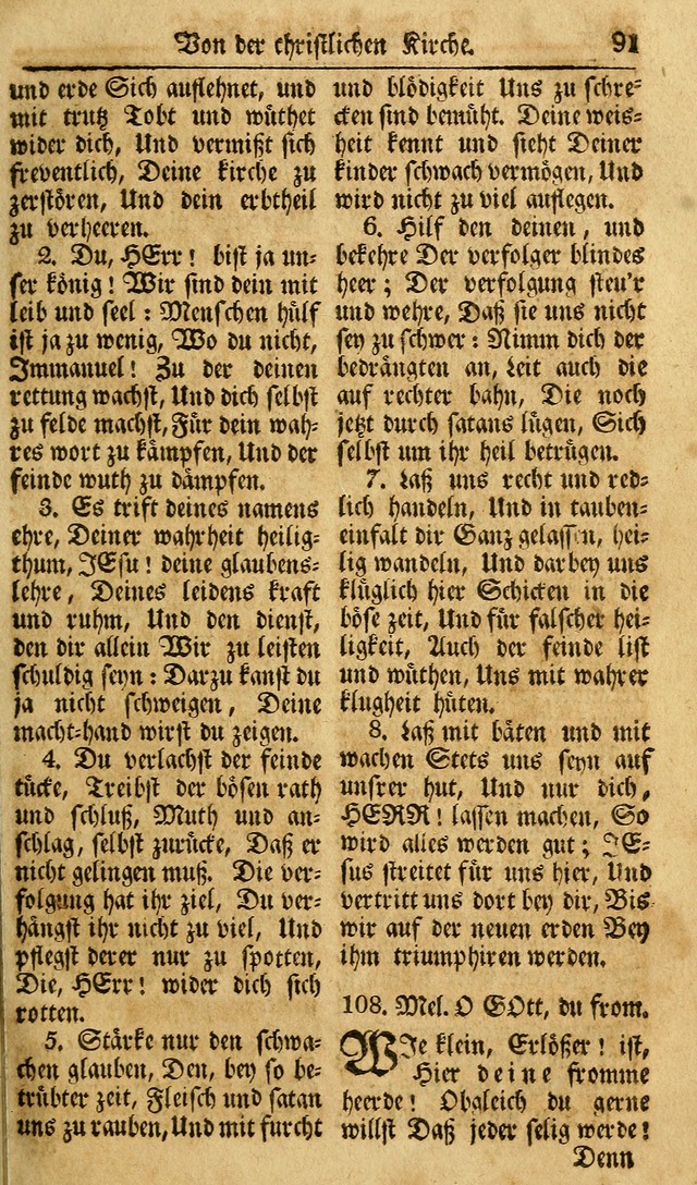 Das Geistliche Saitenspiel: oder, Eine Sammlung auserlesener, erbaulicher, geistreicher Lieder zum Gebrauch aller Gottliebenden Seelen, insonderheit für dei Gemeinen der Evangelischen... (1st Aufl.) page 91