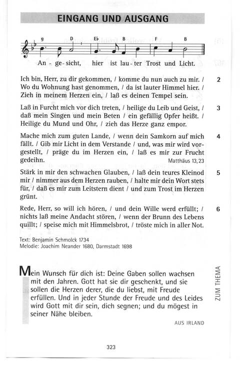 Evangelisches Gesangbuch (Bayern, Mitteldeutschland, Thüringen): Antwort finden in alten und neuen Liedern, in Worten zum Nachdenken und Beten page 293