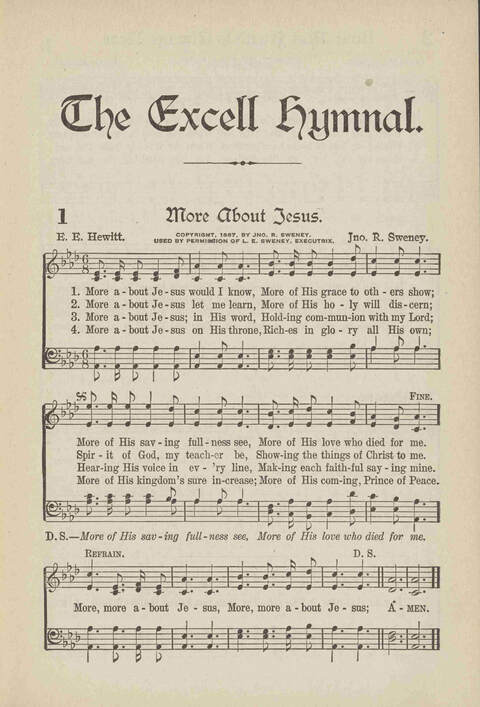 The Excell Hymnal: for the church and Sunday school page 1