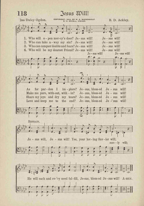 The Excell Hymnal: for the church and Sunday school page 118