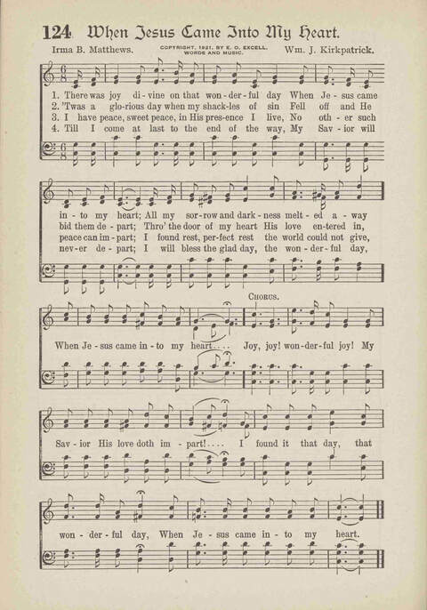 The Excell Hymnal: for the church and Sunday school page 124