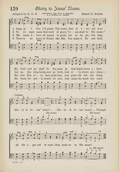 The Excell Hymnal: for the church and Sunday school page 159