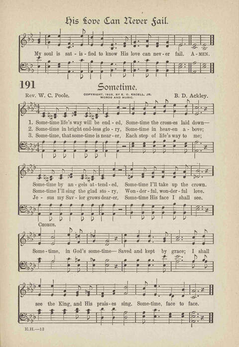 The Excell Hymnal: for the church and Sunday school page 191