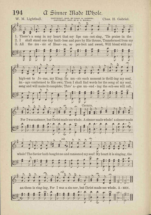 The Excell Hymnal: for the church and Sunday school page 194