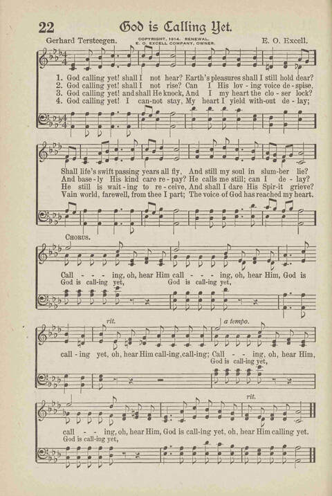 The Excell Hymnal: for the church and Sunday school page 22