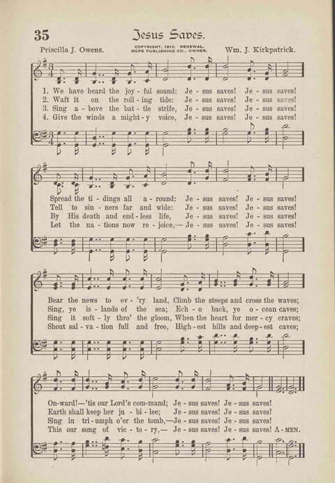 The Excell Hymnal: for the church and Sunday school page 35