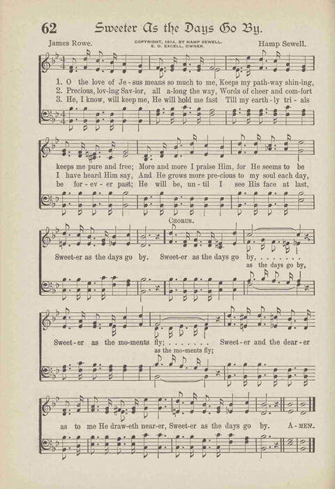 The Excell Hymnal: for the church and Sunday school page 62