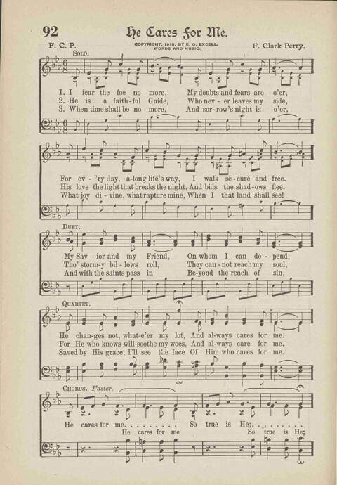 The Excell Hymnal: for the church and Sunday school page 92