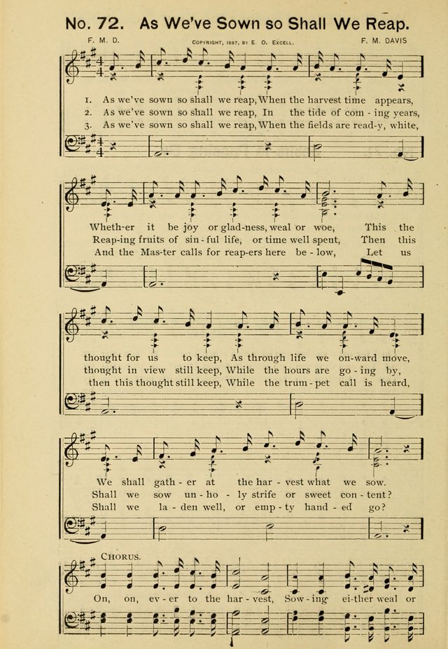 Excellent Songs: for the Church and Sunday School page 72