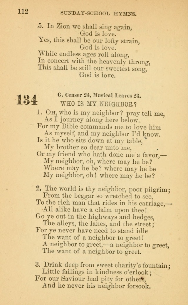The Eclectic Sabbath School Hymn Book page 112