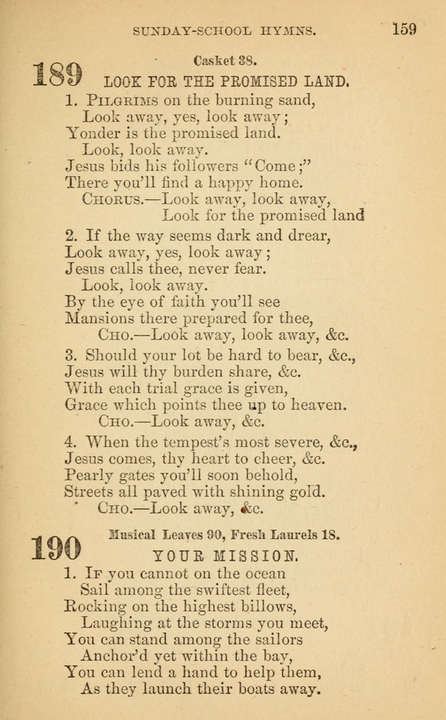 The Eclectic Sabbath School Hymn Book page 159