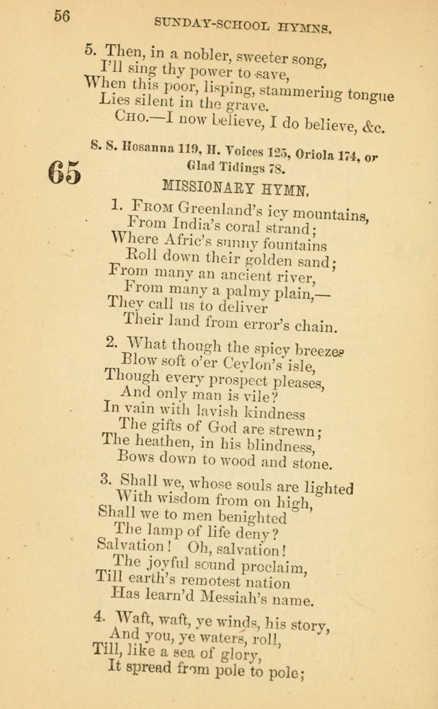 The Eclectic Sabbath School Hymn Book page 56