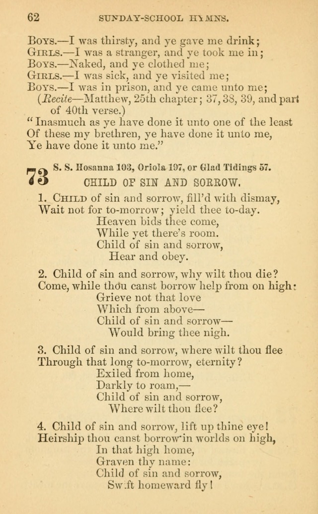 The Eclectic Sabbath School Hymn Book page 62
