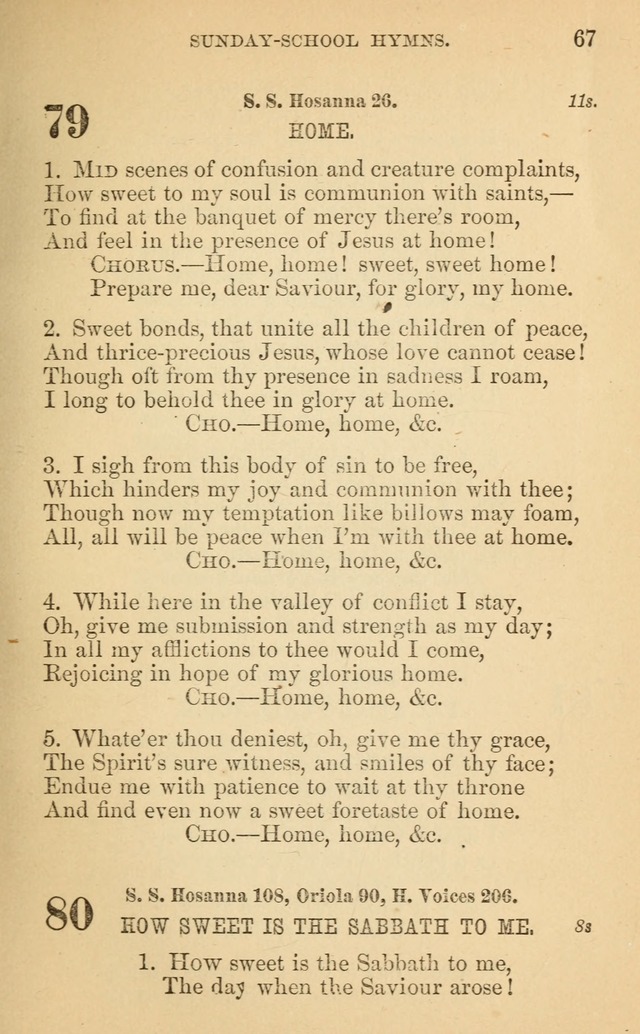 The Eclectic Sabbath School Hymn Book page 67