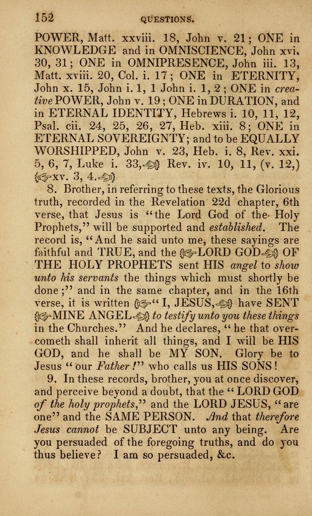 The Faith and Doctrines of the Church of the Eternal Son: intended as a church book for the church of the Eternal Sons generally... to which is added a number of select hymns adapted to the worship... page 152