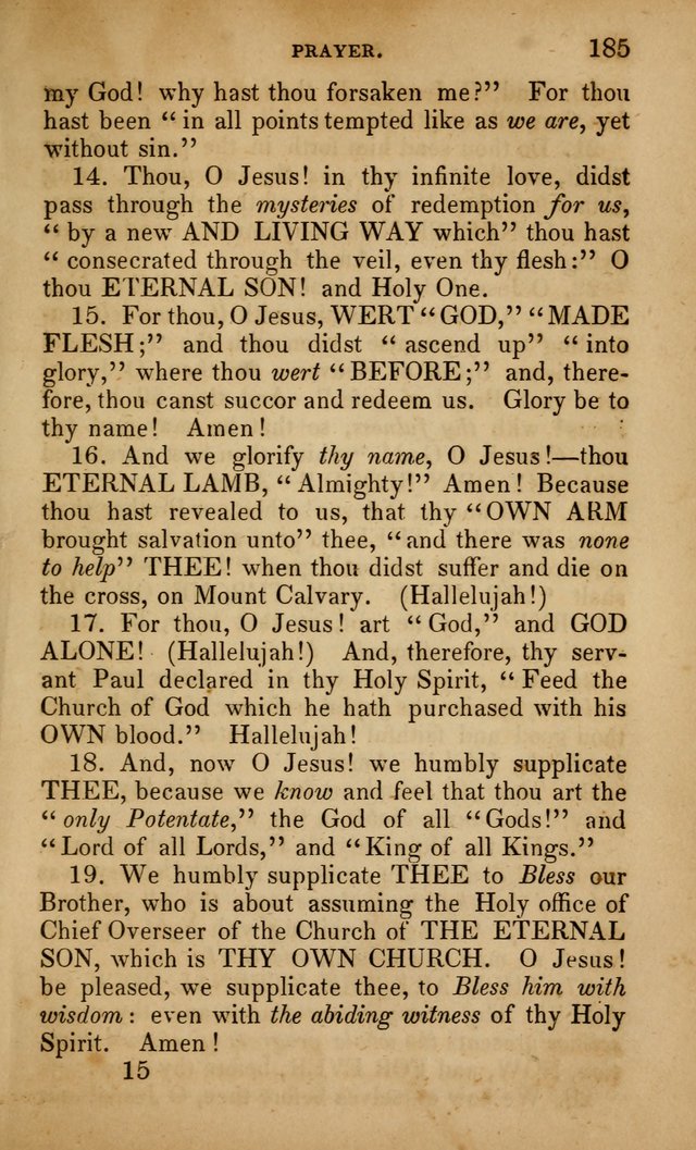 The Faith and Doctrines of the Church of the Eternal Son: intended as a church book for the church of the Eternal Sons generally... to which is added a number of select hymns adapted to the worship... page 185