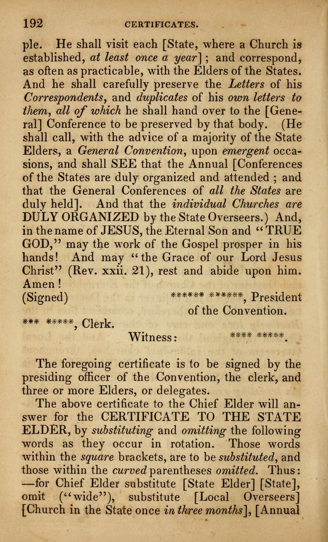 The Faith and Doctrines of the Church of the Eternal Son: intended as a church book for the church of the Eternal Sons generally... to which is added a number of select hymns adapted to the worship... page 192